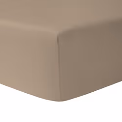Drap housse double 70 x 190 cm 100 % coton TAUPE CLAIR - HOMEROKK