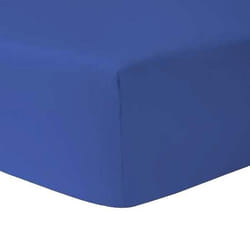 Drap Housse 140 x 200 cm BLEU OCEAN 100 % coton 57 fils / cm - HOMEROKK