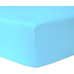 Drap Housse 90 x 190 cm - BLEU CIEL 100 % coton 57 fils / cm