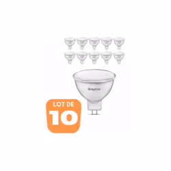 Le lot de 10 ampoules LED GU5.3 5W (Eq. 32W) 6500K 110° offre un éclairage performant et des économies d'énergie de plus de 8 ...