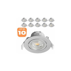 Braytron - Lot de 10 Spots led encastrables 3en1 rond Alu 7W IP20