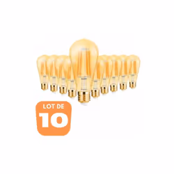 Le lot de 10 ampoules LED ST64 filament 6W E27 2200K Dimmable se compose d'ampoules à filaments incandescentes au design rétr ...