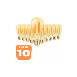 Lot de 10 ampoules led ST64 filament 6W E27 2200K Dimmable