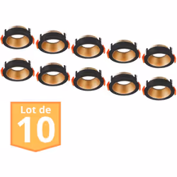 Ce lot de 10 supports de spots Beta R2 rond noir/cuivre-doré MR16 GU10/GU5.3 se complète avec des ampoules MR16 GU5.3/GU10 et ...