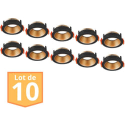 Braytron - Lot de 10 supports de spots Beta R2 rond noir/cuivre-doré MR16 GU10/GU5.3