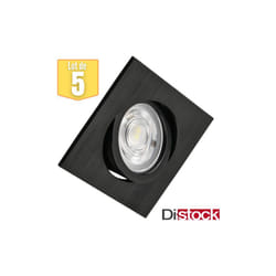 Braytron - Lot de 5 Spots led encastrables 3en1 carré noir 7W IP20