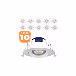 Le lot de 10 spots LED encastrables rond blanc 5W IP20 4000K permet une remise 30% par rapport au prix unitaire. Les spots so ...