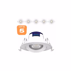 Le lot de 5 spots LED encastrables rond blanc 5W IP20 4000K permet une remise 15% par rapport au prix unitaire. Les spots son ...