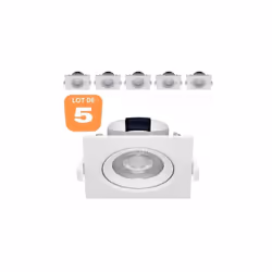 Le lot de 5 spots LED encastrables carré blanc 5W IP20 4000K permet une remise 15% par rapport au prix unitaire. Les spots so ...