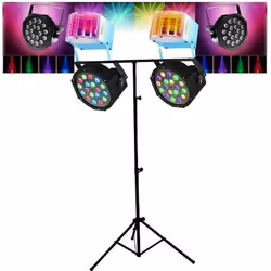 Pack 4 jeux de lumière + portique pied lulière robuste idéal soirée dansante anniversaire mariage bar club pub PA DJ SONO MIX ...