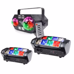 Pack de 3 jeux lumières puissants et impressionnants COMBI-FX2 + 2 LED8-MINI Led strobo laser Idéal soirée dansante grands es ...