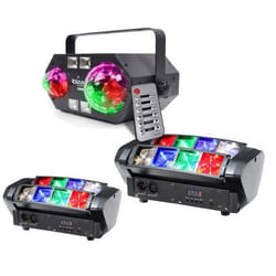 Pack de 3 jeux lumières puissants et impressionnants COMBI-FX2 + 2 LED8-MINI Led strobo laser Idéal soirée dansante grands espaces