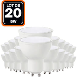 Europalamp - 20 Ampoules GU10 5W eq. 40W Blanc Chaud 3000K Haute Luminosité