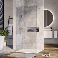 Paroi de douche fixe latérale Walk-In en verre véritable NANO, clair/transparent EX101 Superbe paroi de douche BERNSTEIN au d ...
