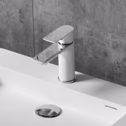 Robinet mitigeur design 4024CW - chromé/blanc Ce robinet design de qualité supérieure en blanc brillant, adapté pour le monta ...