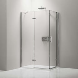 Cabine de douche d'angle en verre trempé 8mm, Paroi de douche en coin avec 2 portes battantes, profilé Chrome - DX407 - Taille au choix - 120 cm, 120