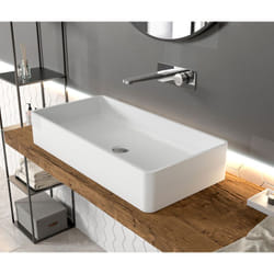 BERNSTEIN - Vasque à poser en solide surface PB2013 - 80 x 40 x 14,5 cm - blanc mat