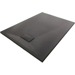 Receveur de douche noir série gt en smc - largeur 90cm - longueur et accessoires sélectionnables90x140cm (en), avec système d'évacuation type b