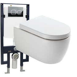 Bernstein - Pack wc suspendu NT2039 noir brillant, abattant Soft-Close avec bâti-support G3008 et plaque de déclenchement au choix Modèle 4111 blanc