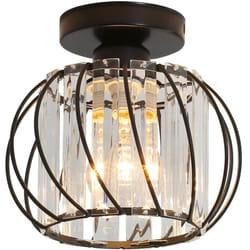 Plafonnier en Cristal Moderne E27 led Plafonnier Mini Lustre en Cristal pour Cuisine Salle à Manger Chambre Couloir Entrée (noir)