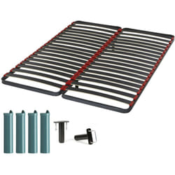 Sommier à lattes + pieds 2x80x200 Iota - 36 lattes bois - Fabrication française