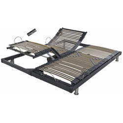 Sommier électrique S50 -Lattes bois -Réglage fermeté zone lombaires -2x80x200 -Gris
