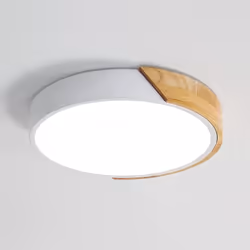 Goeco - led Plafonnier Bois Rond 24W, Intérieur Luminaires Plafonnier 6000K Blanc froid, Moderne Lampe de Plafond Ø30CM pour, Chambre, Cuisine,