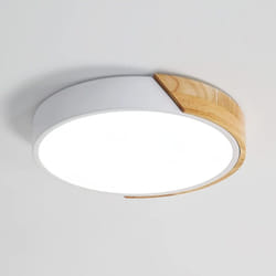 Goeco - led Plafonnier Bois Rond 24W, Intérieur Luminaires Plafonnier 6000K Blanc froid, Moderne Lampe de Plafond Ø30CM pour, Chambre, Cuisine,