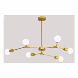 Style Décoratif : 6 lumières, finition en laiton, style moderne du milieu du siècle. Avec des ampoules différentes, les plafo ...