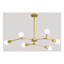 Goeco - Lustre Plafonnier E27 6 Lumières Lustre Plafonnier Or avec Bras Lumineux Ajustables Postuler à Salon Chambre Salle à Manger Café Bar(Ne