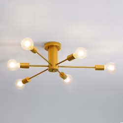 Plafonnier Industriel Vintage, 6-Lumières Lampe Plafond Moderne, Luminaire Plafonnier E27 Base, Lustre Suspension en Metal pour Salon, Chambre,