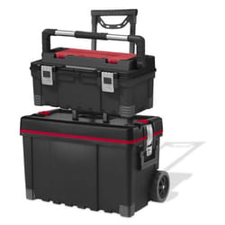 Keter - 17181110 - Chariot avec coffre et boite a outils Master Pro en plastique Rouge/argent