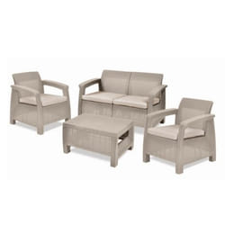 Keter Corfu lounge ensemble de meubles de jardin Cappucino, Avoine