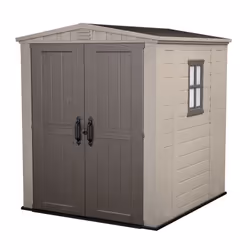 Keter Factor 6x6, Abri en plastique, Double, Toit à pignon, Marron, Résine, Beige