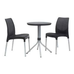 Keter Chelsea Set table de jardin Graphite Forme arrondie