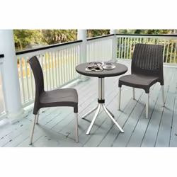 Keter Chelsea Set table de jardin Graphite Forme arrondie