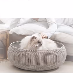CURVER Panier de couchage rond aspect tricot Cozy Pet Bed - Pour chat et chiot