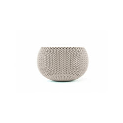 Pot + Cache pot curver aspect tricoté - Taille s - Beige