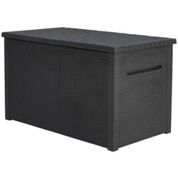 Coffre de rangement Java xxl, coffre en résine style osier, résistant, verrouillable, Graphite - 870L - 147x83x86 cm - Keter