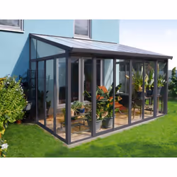 Véranda en aluminium gris et polycarbonate SanRemo 12.8m²