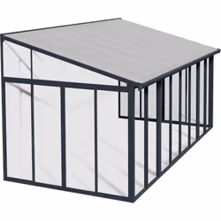 Véranda en aluminium gris et polycarbonate SanRemo 16.3m²