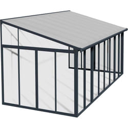 Véranda en aluminium gris et polycarbonate SanRemo 16.3m²