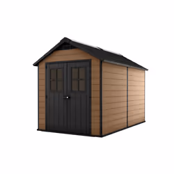 Keter Newton 7511, Abri en plastique et bois, Double, Toit à pignon, Noir, Bois, Composé plastique-bois (WPC)