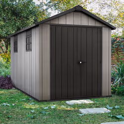 Construit pour durer, l'abri de jardin en résine Brossium® 7513 possède des panneaux épais , rigides et consolidés avec des r ...
