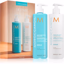 Tout le nécessaire pour de beaux cheveux en un seul produit. Le coffret cosmétique Moroccanoil Repair ne contient pas un, mai ...