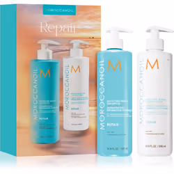 Tout le nécessaire pour de beaux cheveux en un seul produit. Le coffret cosmétique Moroccanoil Repair ne contient pas un, mai ...