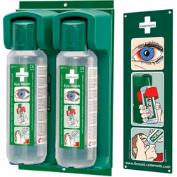 Support mural pour bouteille d'évier d'oeil Pour 2 flacons de 500 ml Cederroth Eye shower 500 ml Comprend un tableau d'instru ...