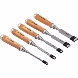 Jeu de ciseaux à bois 425-082 Bahco est composé de 5 ciseaux de 6, 10, 12, 18 et 25 mm. Son manche est en hêtre, avec une bag ...