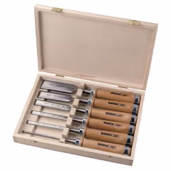 Description générale Ce coffret de ciseaux à bois Bahco 425-083 comprend 6 ciseaux de dimensions 6, 10, 12, 18, 25 et 32 mm.  ...