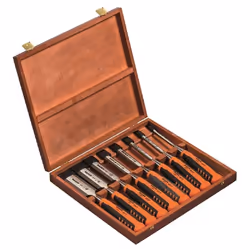 Ce coffret de ciseaux à bois 424P-S8-EUR Bahco est composé 8 ciseaux d'une dimension de 6, 10, 12, 16, 18, 25, 32 et 36 mm. S ...